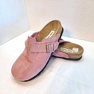 VINTAGE ~ SLIP ON BUCKLE CLOG MULE ~ PINK SUEDE W/CORK SOLE ~ STEVE MADDEN SZ 8